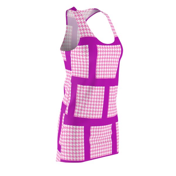 Pinky Barbish Houndstooth Women's Cut & Sew Racerback Dress (AOP) by Nexsweet - Image 3