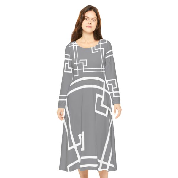 Grey Princess Gaia Women's Long Sleeve Dance Dress (AOP) by Nexsweet - Image 3