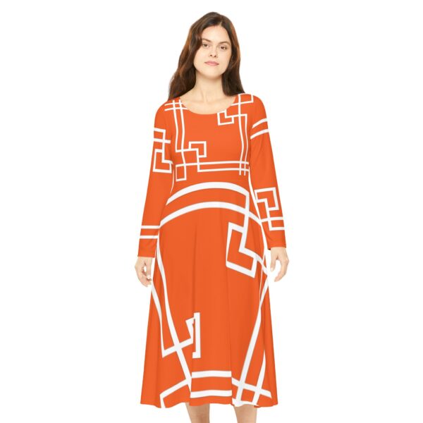 Orange Princess Gaia Women's Long Sleeve Dance Dress (AOP) by Nexsweet - Image 3