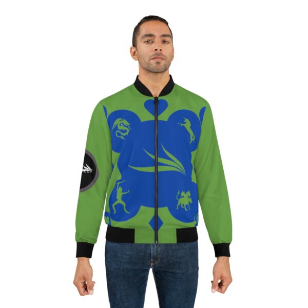 Green Royal Men's Bomber Jacket (AOP) by Nexsweet - Image 3