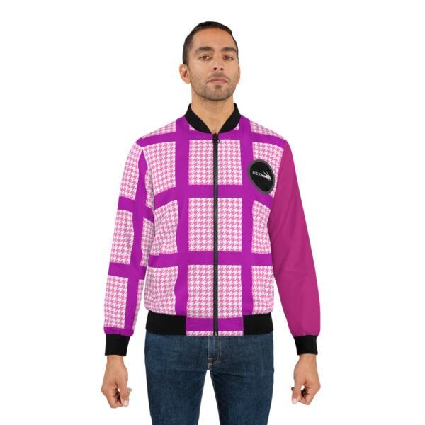 Pinky Barbish Houndstooth Women's Bomber Jacket (AOP) by Nexsweet - Image 3