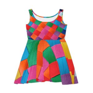 Multicolor Damier Women's Skater Dress (AOP) by Nexsweet