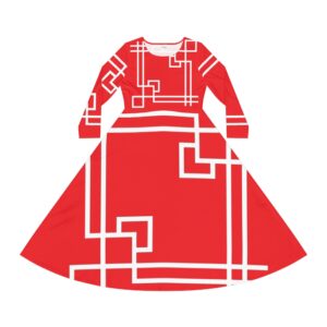 Red Princess Gaia Women's Long Sleeve Dance Dress (AOP) by Nexsweet