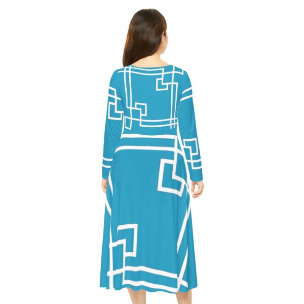 Turquoise Princess Gaia Women's Long Sleeve Dance Dress (AOP) by Nexsweet - Image 4