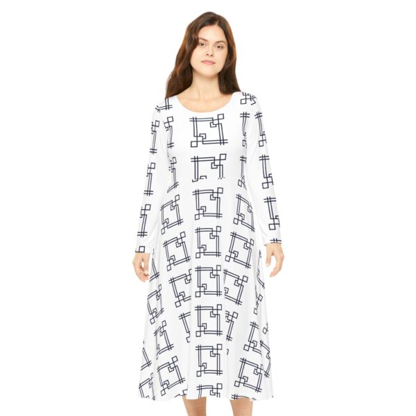 White Gaia Women's Long Sleeve Dance Dress (AOP) by Nexsweet - Image 3