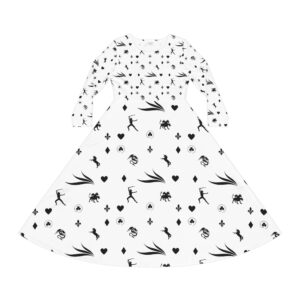 White Royal Swallow Women's Long Sleeve Dance Dress (AOP) by Nexsweet