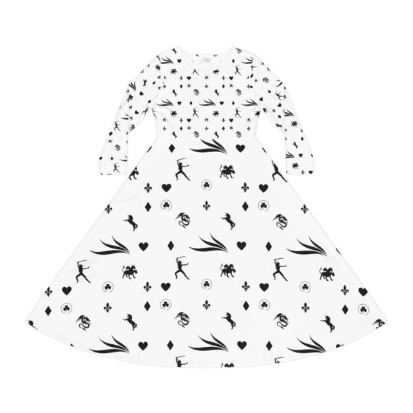 White Royal Swallow Women's Long Sleeve Dance Dress (AOP) by Nexsweet