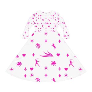 Pink Royal Swallow Women's Long Sleeve Dance Nexsweet Dress (AOP)