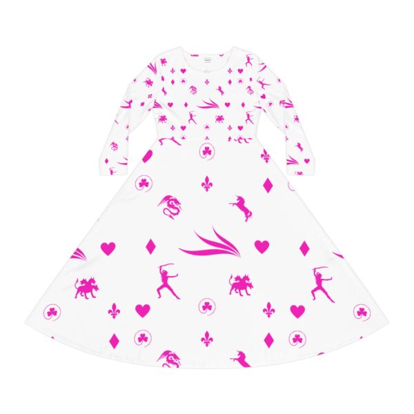 Pink Royal Swallow Women's Long Sleeve Dance Nexsweet Dress (AOP)