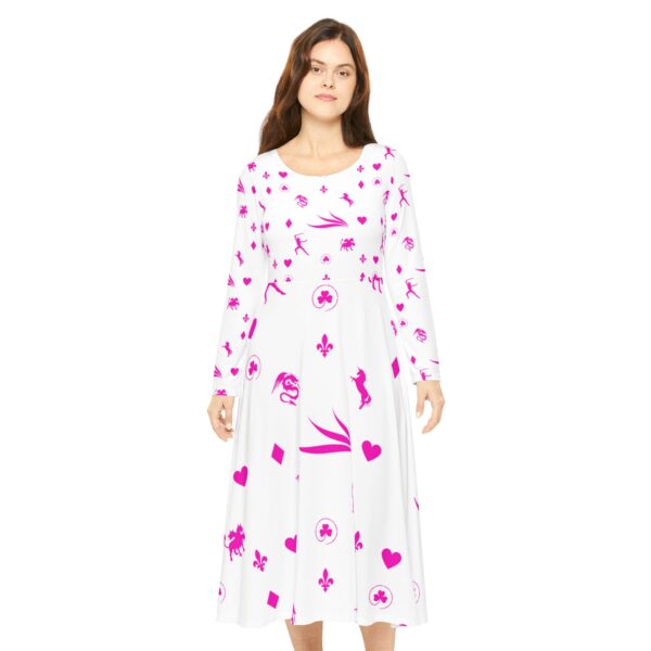 Pink Royal Swallow Women's Long Sleeve Dance Nexsweet Dress (AOP) - Image 3