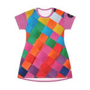 Multicolor Damier T-Shirt Dress (AOP)