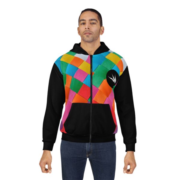 NXST Multicolor Damier Unisex Zip Hoodie (AOP) - Image 4