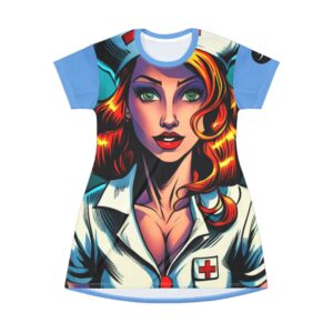 Naughty Nurse T-Shirt Dress (AOP)