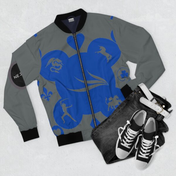 Grey Royal Men's Bomber Jacket (AOP) by Nexsweet - Image 4
