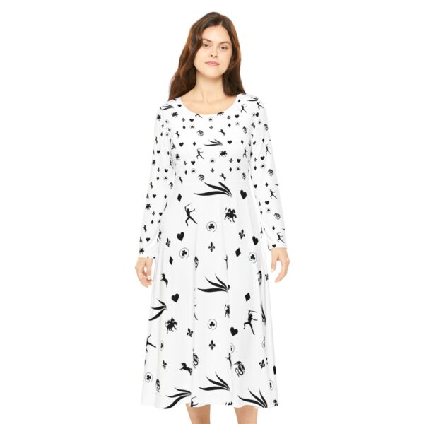 White Royal Swallow Women's Long Sleeve Dance Dress (AOP) by Nexsweet - Image 3