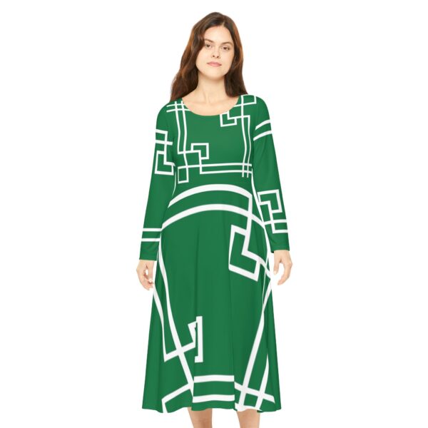 Green Princess Gaia Women's Long Sleeve Dance Dress (AOP) by Nexsweet - Image 3
