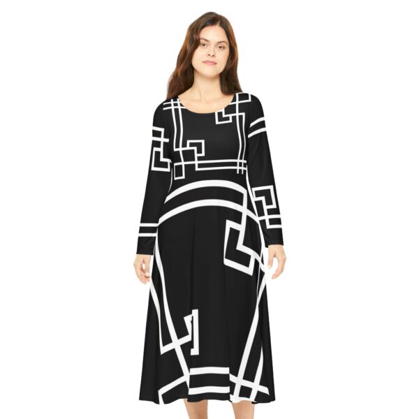Black Princess Gaia Women's Long Sleeve Dance Dress (AOP) by Nexsweet - Image 3