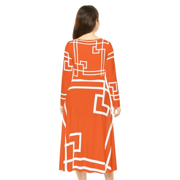 Orange Princess Gaia Women's Long Sleeve Dance Dress (AOP) by Nexsweet - Image 4