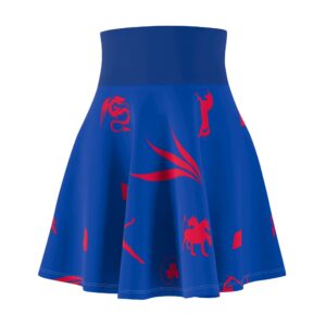 Blue and Red Royal Swallow Women's Skater Skirt (AOP)