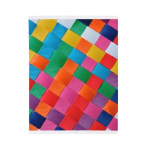 Multicolor Damier Velveteen Plush Blanket