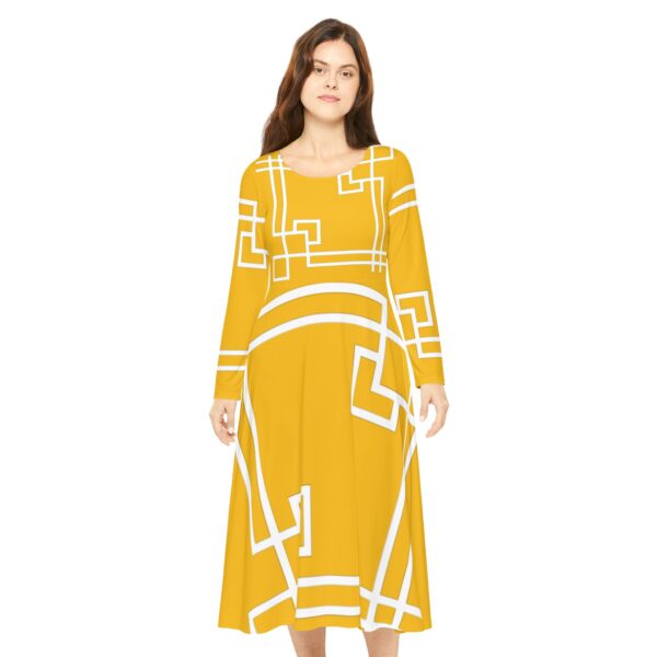 Yellow Princess Gaia Women's Long Sleeve Dance Dress (AOP) by Nexsweet - Image 3