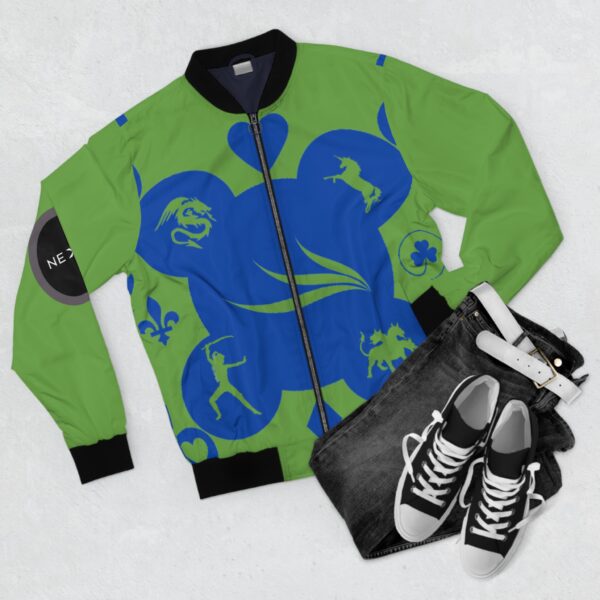 Green Royal Men's Bomber Jacket (AOP) by Nexsweet - Image 4