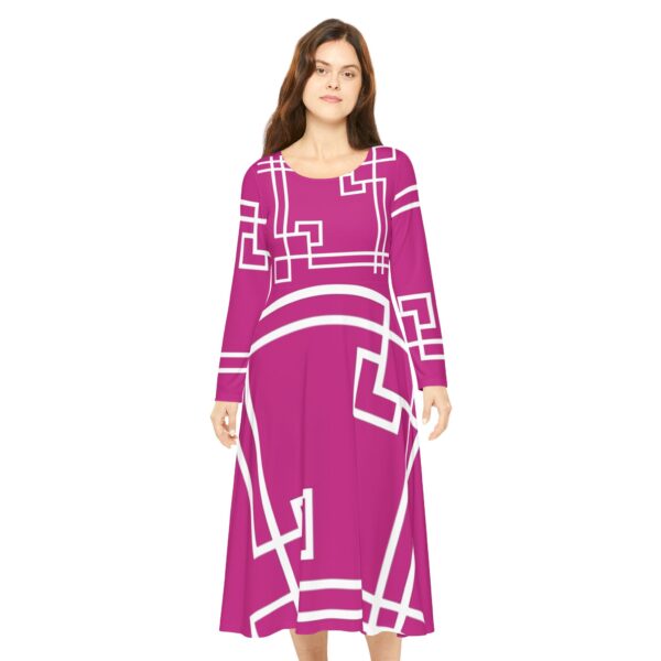 Pink Princess Gaia Women's Long Sleeve Dance Dress (AOP) by Nexsweet - Image 3