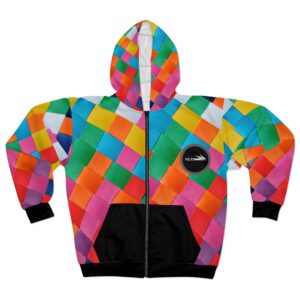 Multicolor Damier Unisex Zip Hoodie (AOP)