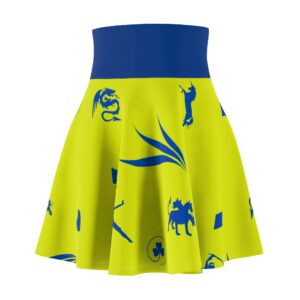 Yellow and Blue Royal Swallow Women's Skater Skirt (AOP)