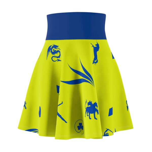 Yellow and Blue Royal Swallow Women's Skater Skirt (AOP)