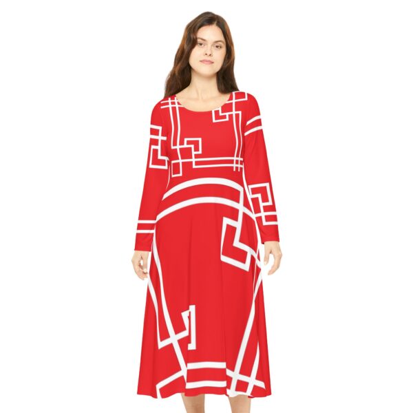 Red Princess Gaia Women's Long Sleeve Dance Dress (AOP) by Nexsweet - Image 3
