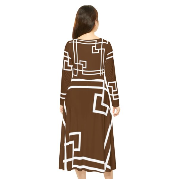 Brown Princess Gaia Women's Long Sleeve Dance Dress (AOP) by Nexsweet - Image 4