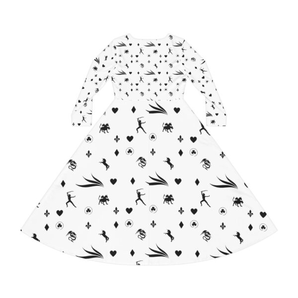 White Royal Swallow Women's Long Sleeve Dance Dress (AOP) by Nexsweet - Image 2