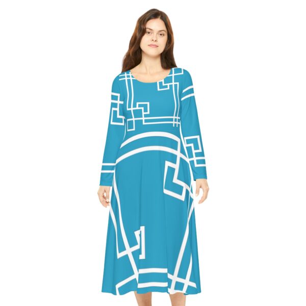 Turquoise Princess Gaia Women's Long Sleeve Dance Dress (AOP) by Nexsweet - Image 3