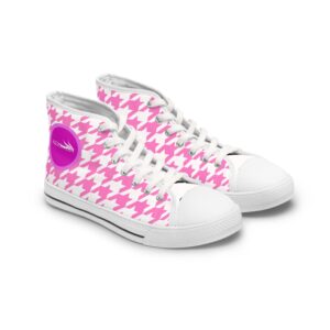Simple Houndstooth Women's High Top Sneakers by Nexsweet