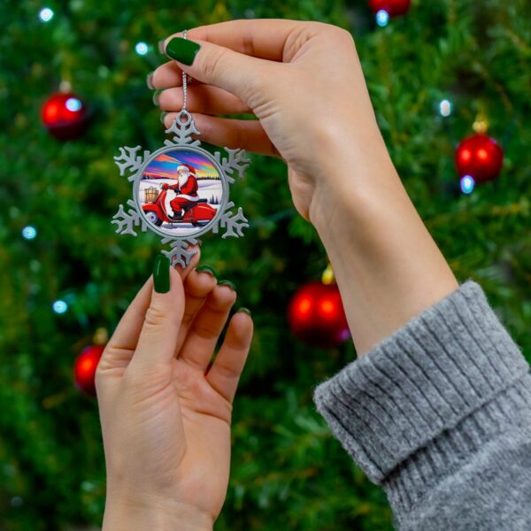 Rebel Santa Claus Pewter Snowflake Ornament by Nexsweet - Image 3